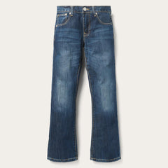 Men Boot Cut | Stetson 1014 Fit Semi-Destructed Wash Jeans Blue