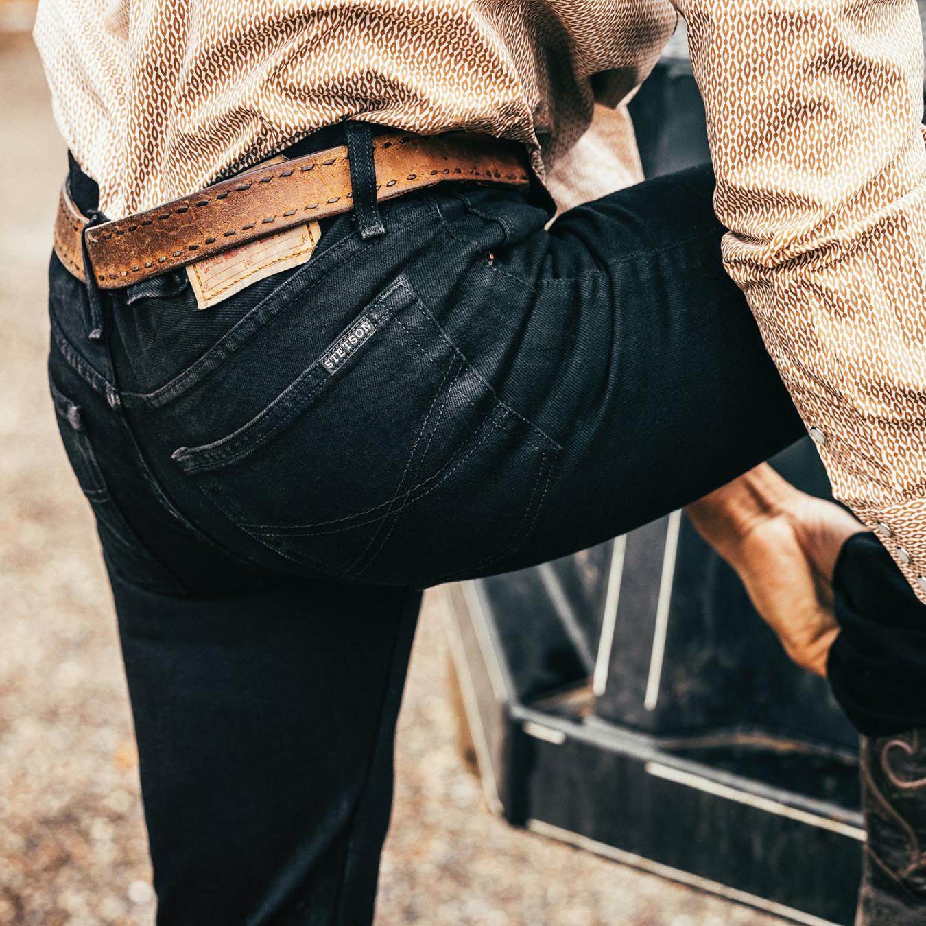Men Boot Cut | Stetson 1120 Slim Fit Standard Straight Leg Jean Black