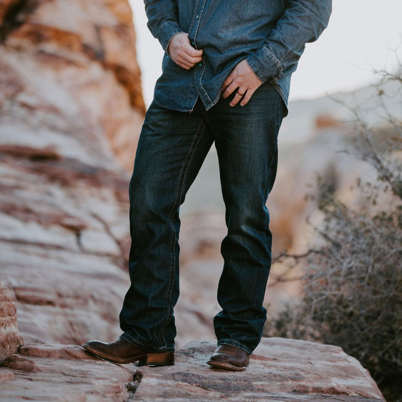 Men Boot Cut | Stetson 1312 Fit Jeans With A Pieced Back Pocket Blue