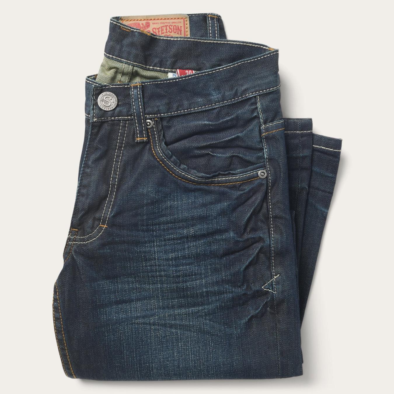 Men Boot Cut | Stetson 1312 Fit Jeans With A Pieced Back Pocket Blue