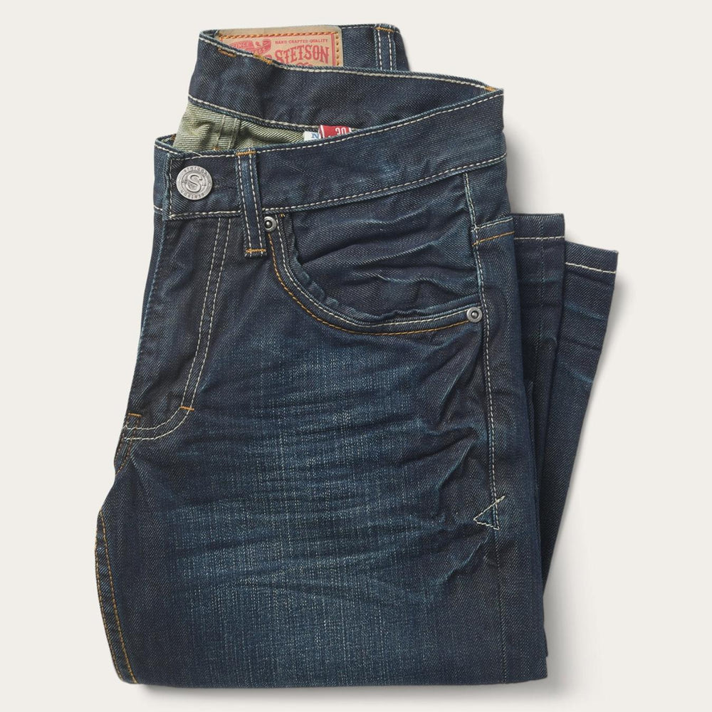Men Boot Cut | Stetson 1312 Fit Jeans With A Pieced Back Pocket Blue