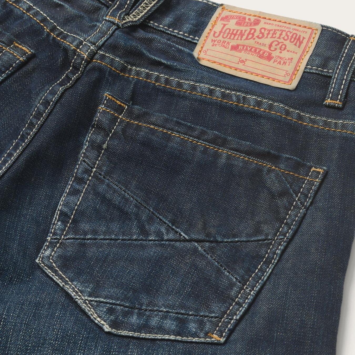 Men Boot Cut | Stetson 1312 Fit Jeans With A Pieced Back Pocket Blue
