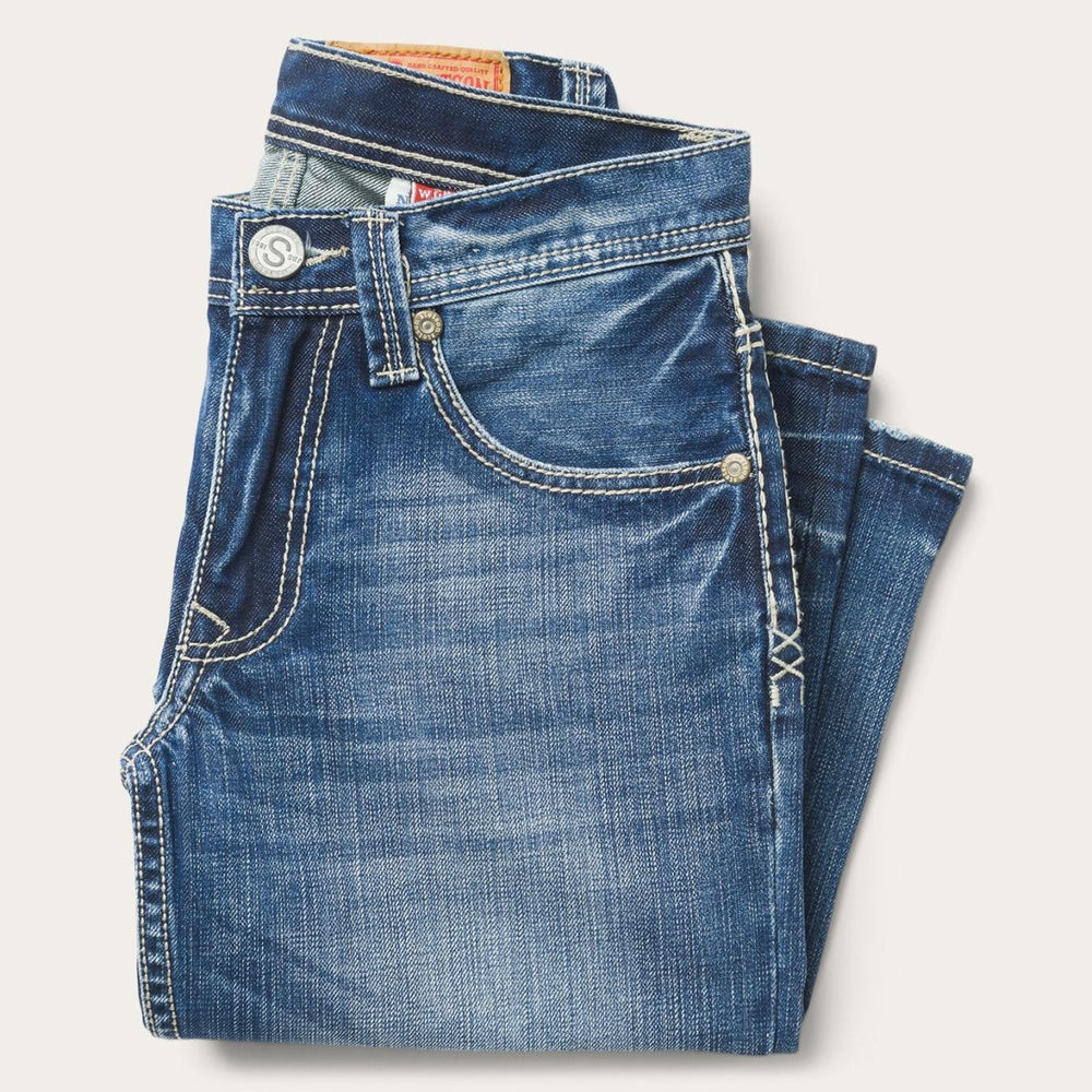Men Boot Cut | Stetson 1312 Fit Light Wash Jeans Blue