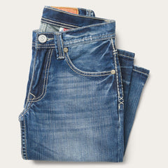Men Boot Cut | Stetson 1312 Fit Light Wash Jeans Blue