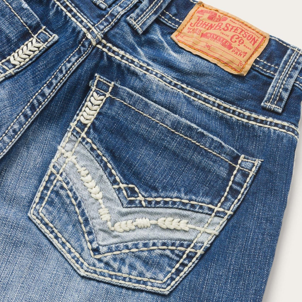 Men Boot Cut | Stetson 1312 Fit Light Wash Jeans Blue