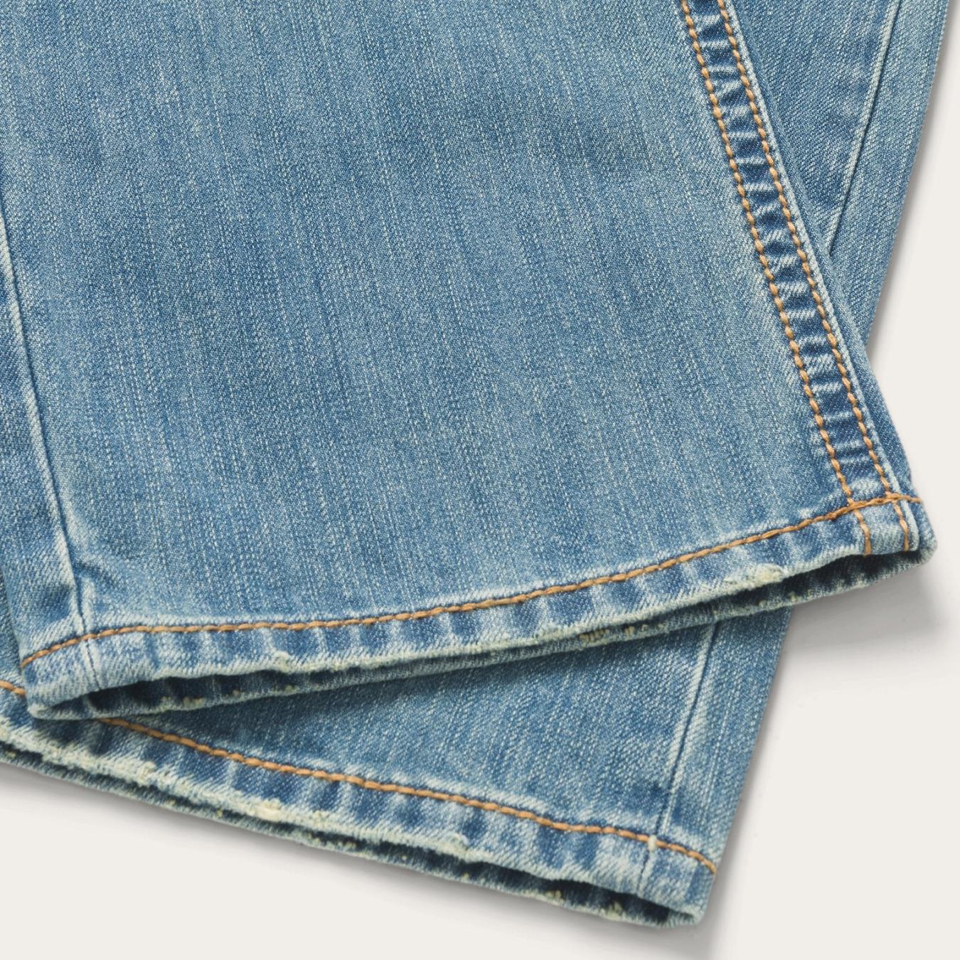 Men Boot Cut | Stetson 1520 Fit Light Wash Jeans With Tacking Blue