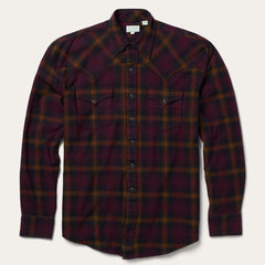 Men Classic Cut | Stetson Black Wine Plaid Flannel Western Shirt Wine