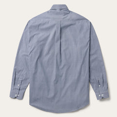 Men Classic Cut | Stetson Blue Deco Geo Print Button Front Shirt Blue