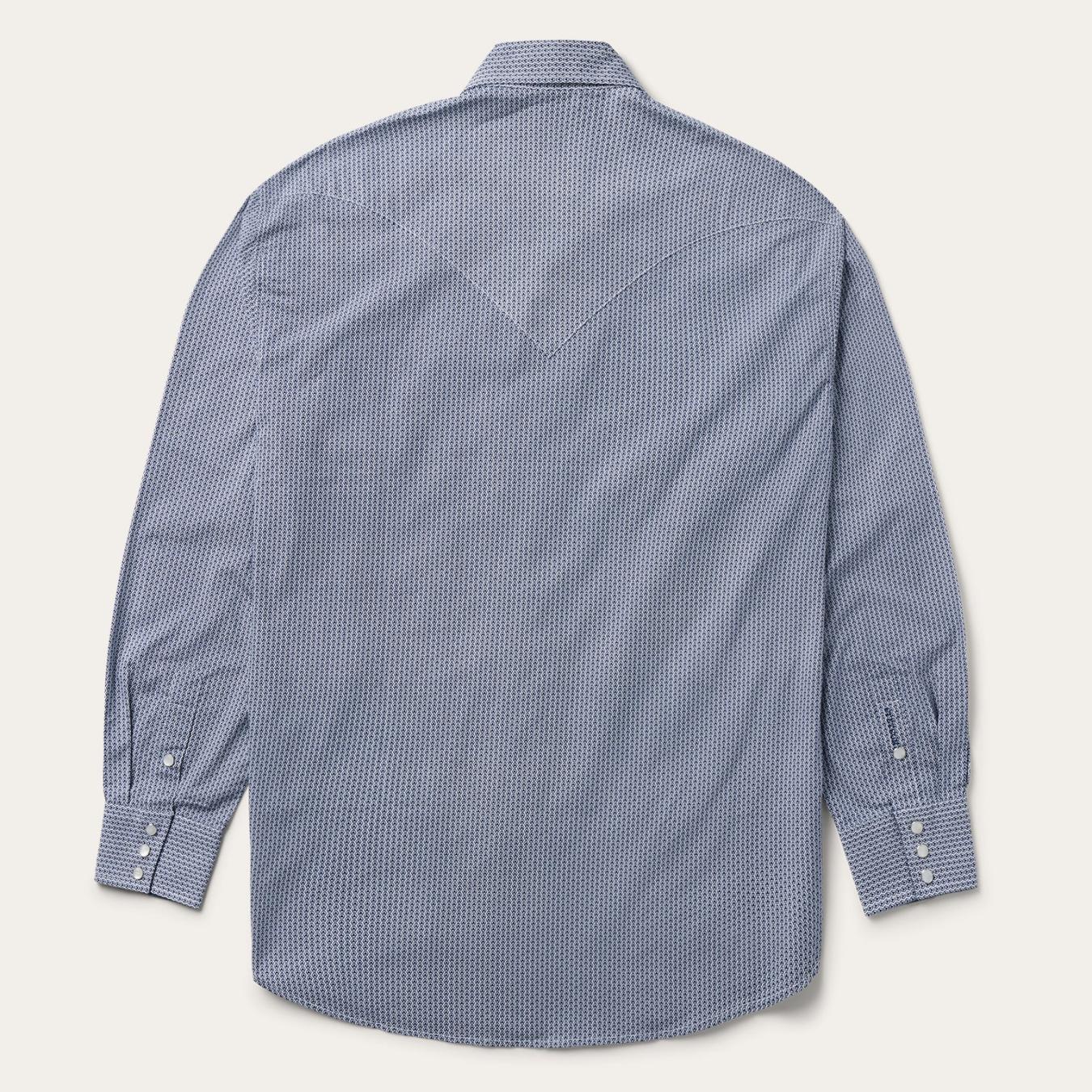 Men Classic Cut | Stetson Blue Deco Geo Print Western Shirt Blue