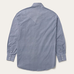 Men Classic Cut | Stetson Blue Deco Geo Print Western Shirt Blue