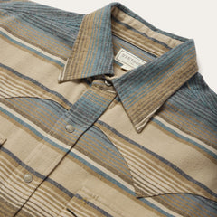 Men Classic Cut | Stetson Blue Stripe Flannel Western Shirt Blue