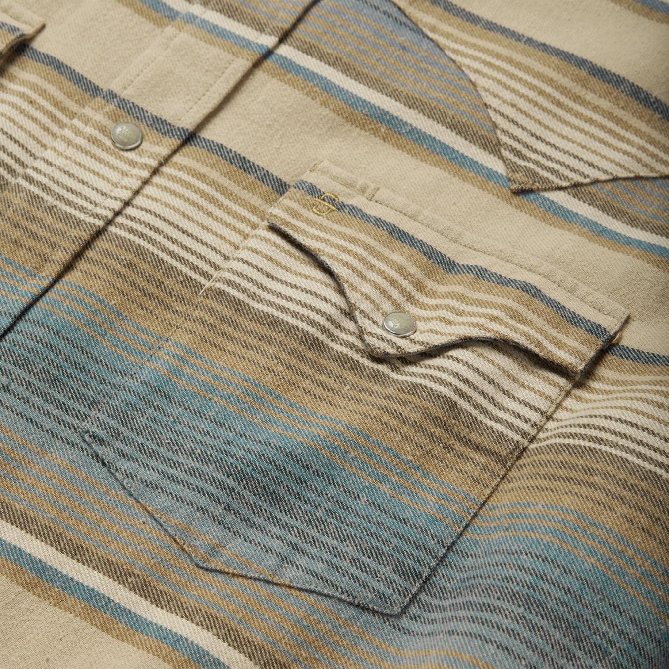 Men Classic Cut | Stetson Blue Stripe Flannel Western Shirt Blue