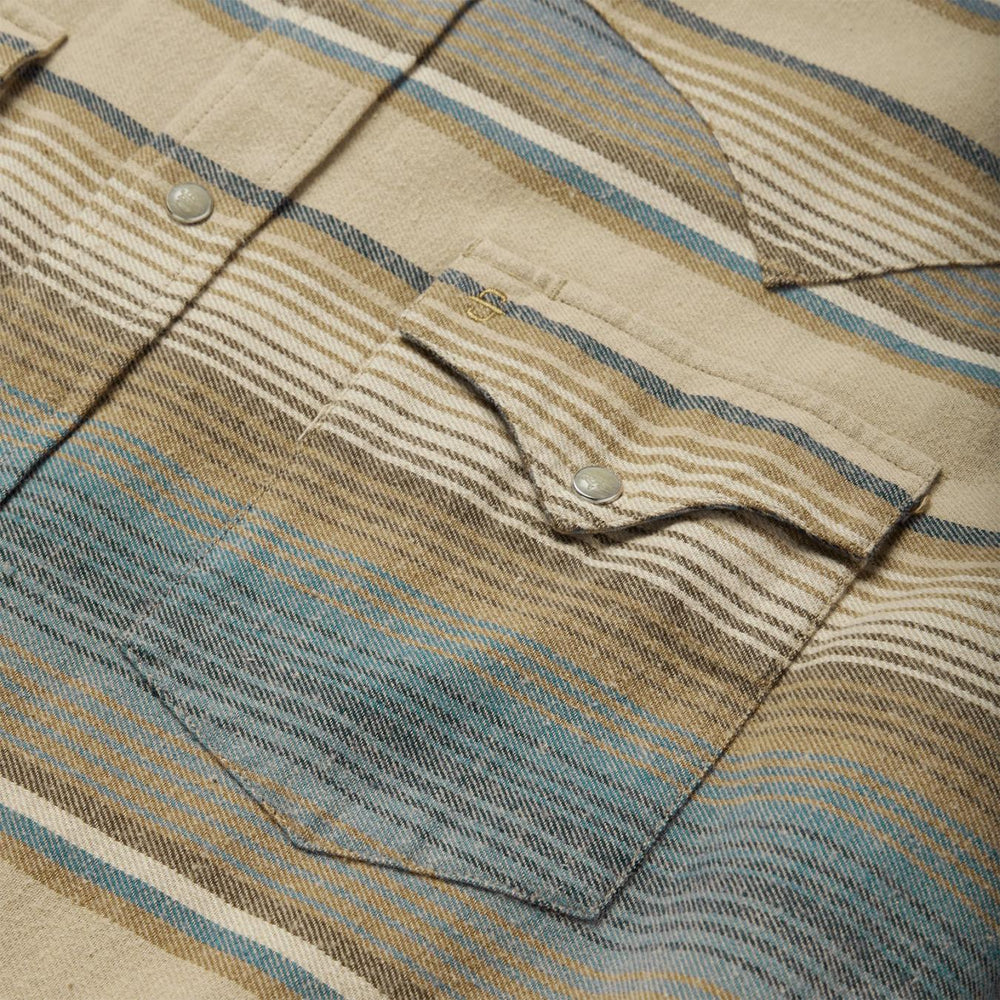 Men Classic Cut | Stetson Blue Stripe Flannel Western Shirt Blue