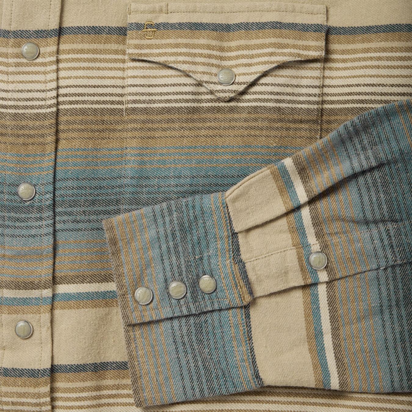 Men Classic Cut | Stetson Blue Stripe Flannel Western Shirt Blue