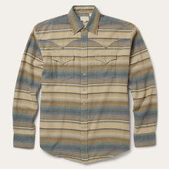 Men Classic Cut | Stetson Blue Stripe Flannel Western Shirt Blue