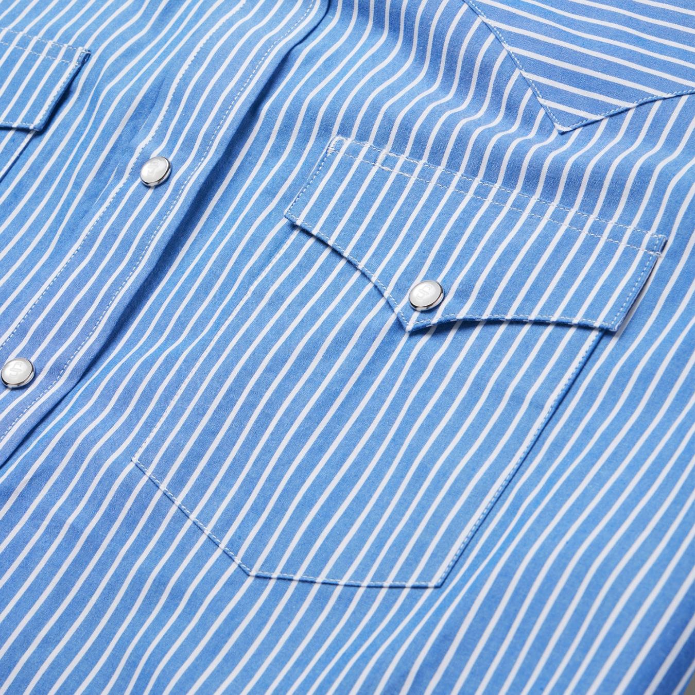 Men Classic Cut | Stetson Blue Western Stripe Shirt Blue