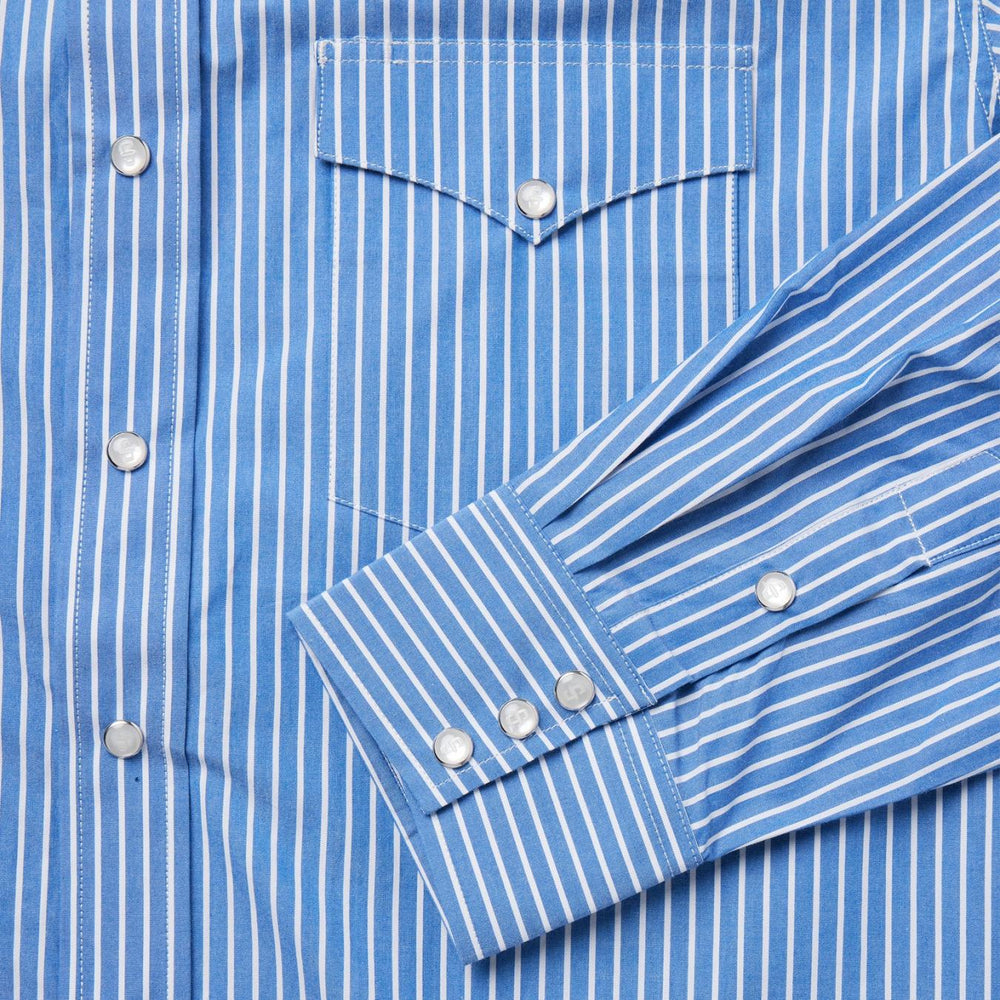 Men Classic Cut | Stetson Blue Western Stripe Shirt Blue