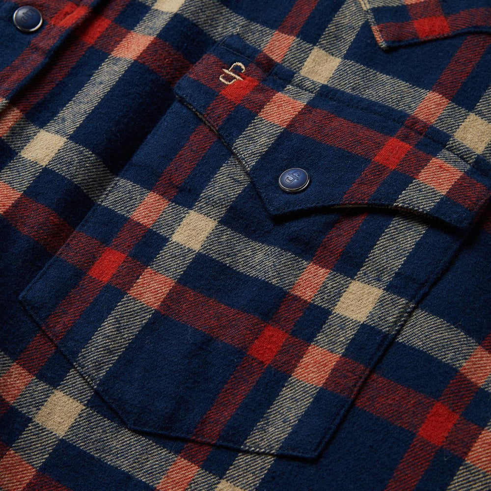 Men Classic Cut | Stetson Brushed Twill Plaid Shirt Blue