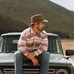 Men Classic Cut | Stetson Brushed Twill Striped Shirt Red
