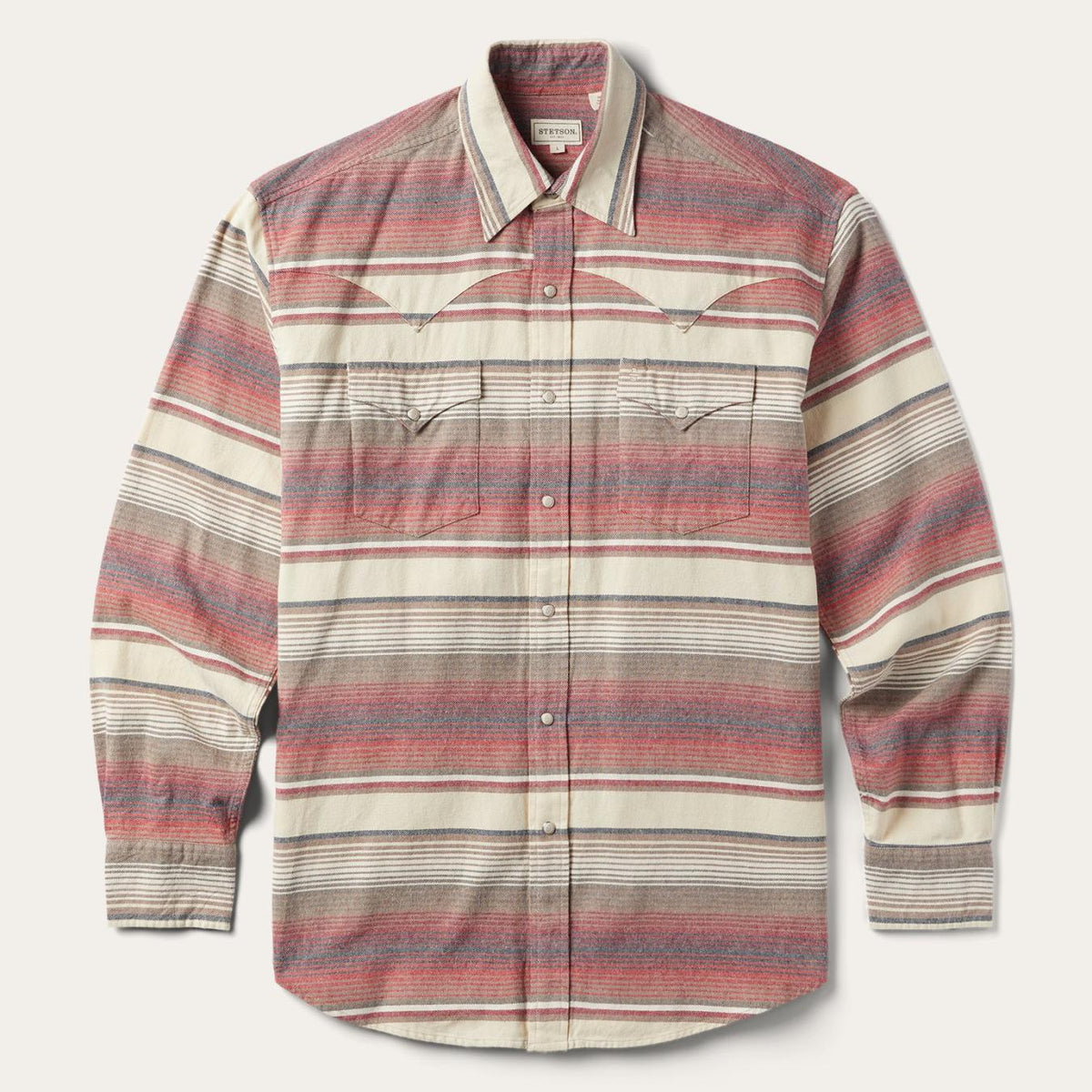Men Classic Cut | Stetson Brushed Twill Striped Shirt Red