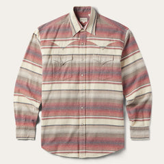 Men Classic Cut | Stetson Brushed Twill Striped Shirt Red