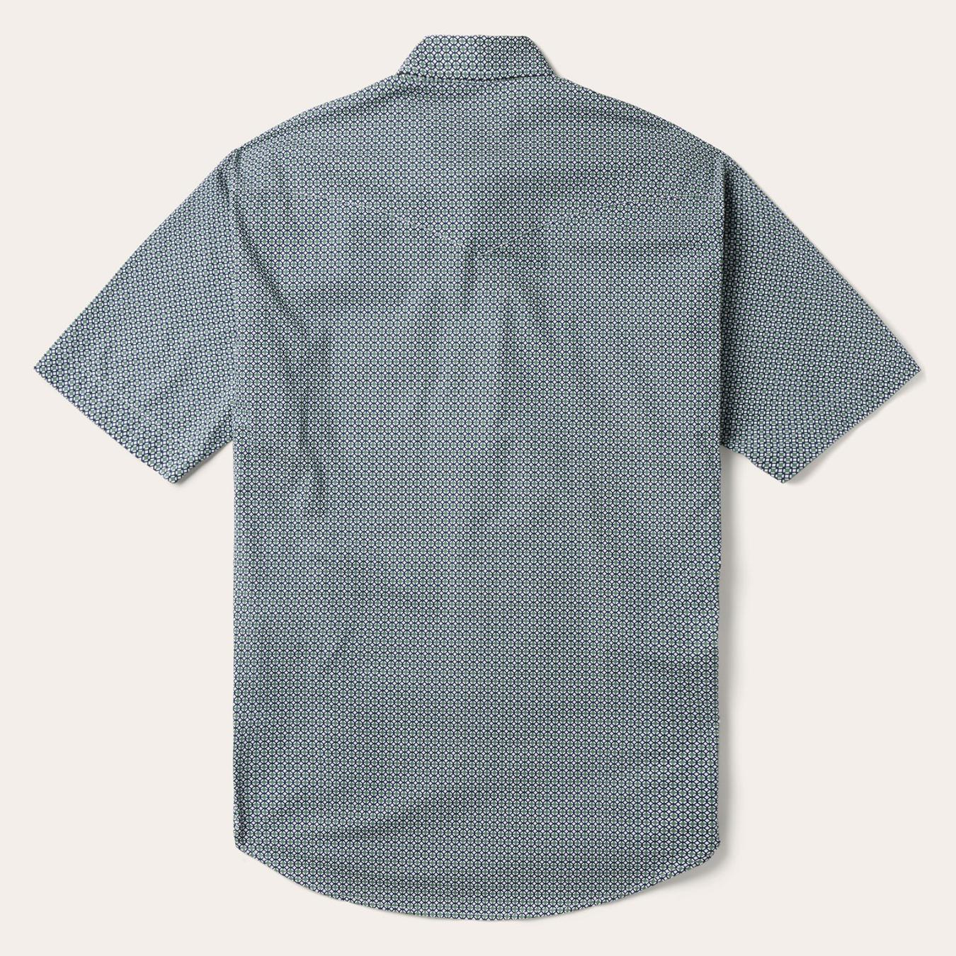 Men Classic Cut | Stetson Circle Diamond Print Short Sleeve Western Shirt Green