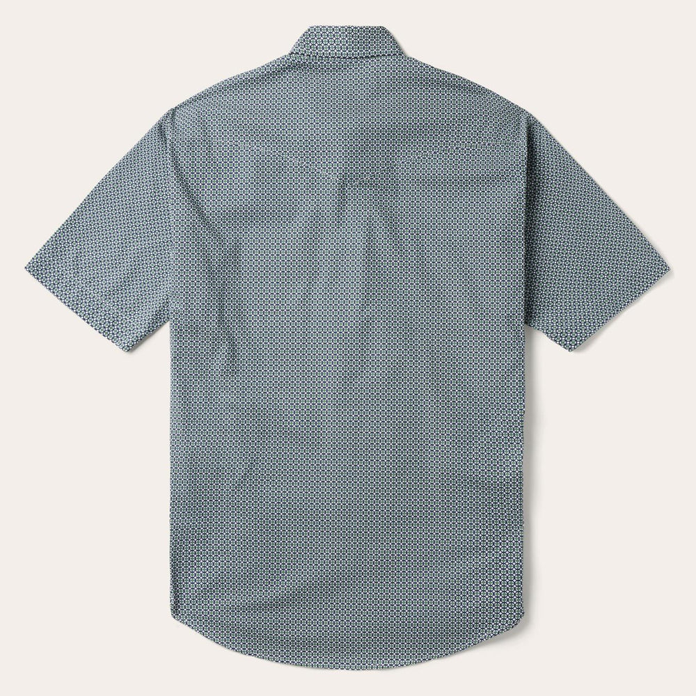 Men Classic Cut | Stetson Circle Diamond Print Short Sleeve Western Shirt Green