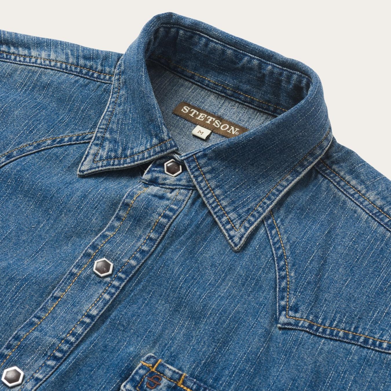 Men Classic Cut | Stetson Classic Denim Shirt Blue