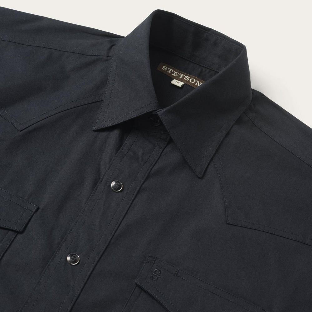 Men Classic Cut | Stetson Classic Western Shirt In Black Black