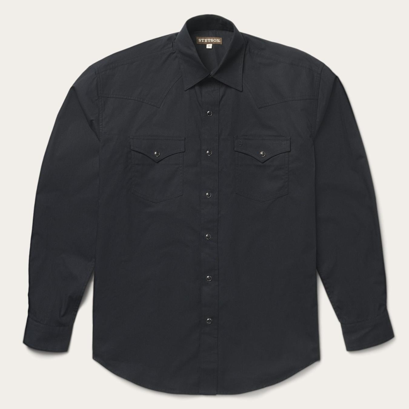 Men Classic Cut | Stetson Classic Western Shirt In Black Black