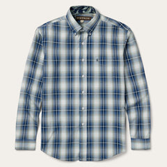 Men Classic Cut | Stetson Crystal Plaid Button Down Shirt Blue