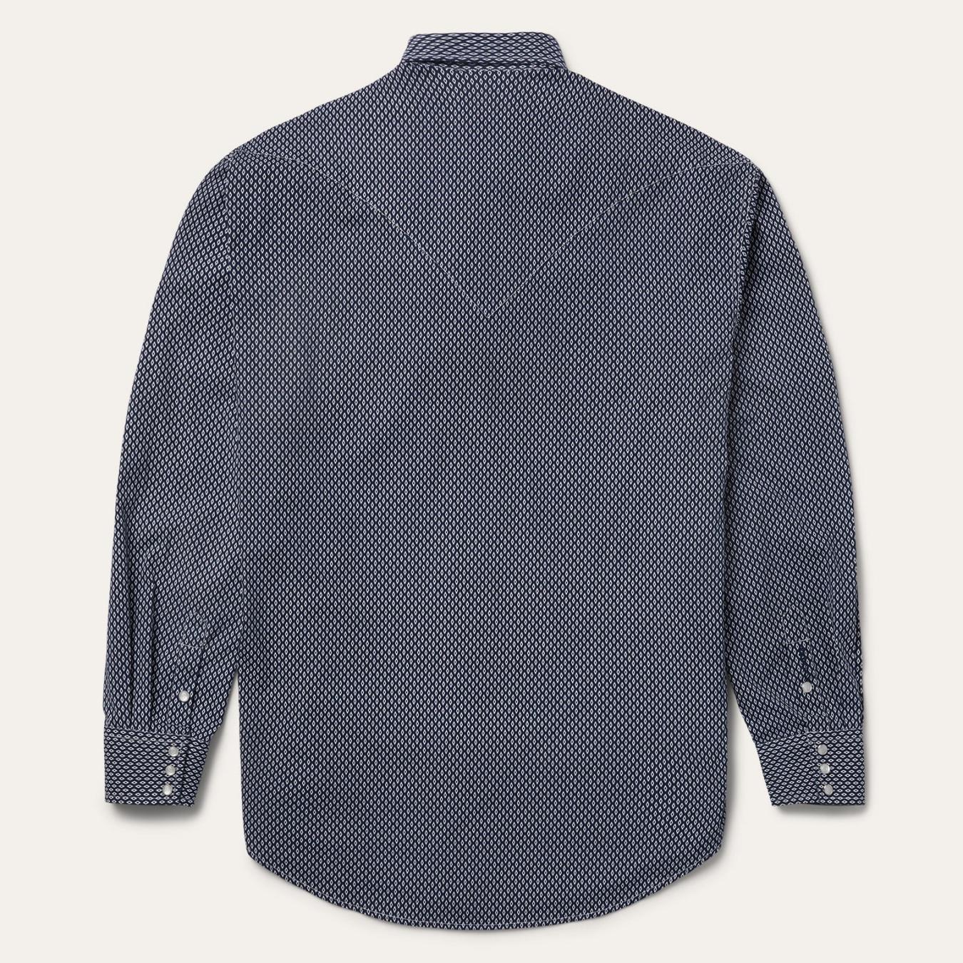 Men Classic Cut | Stetson Diamond Geo Western Shirt Blue