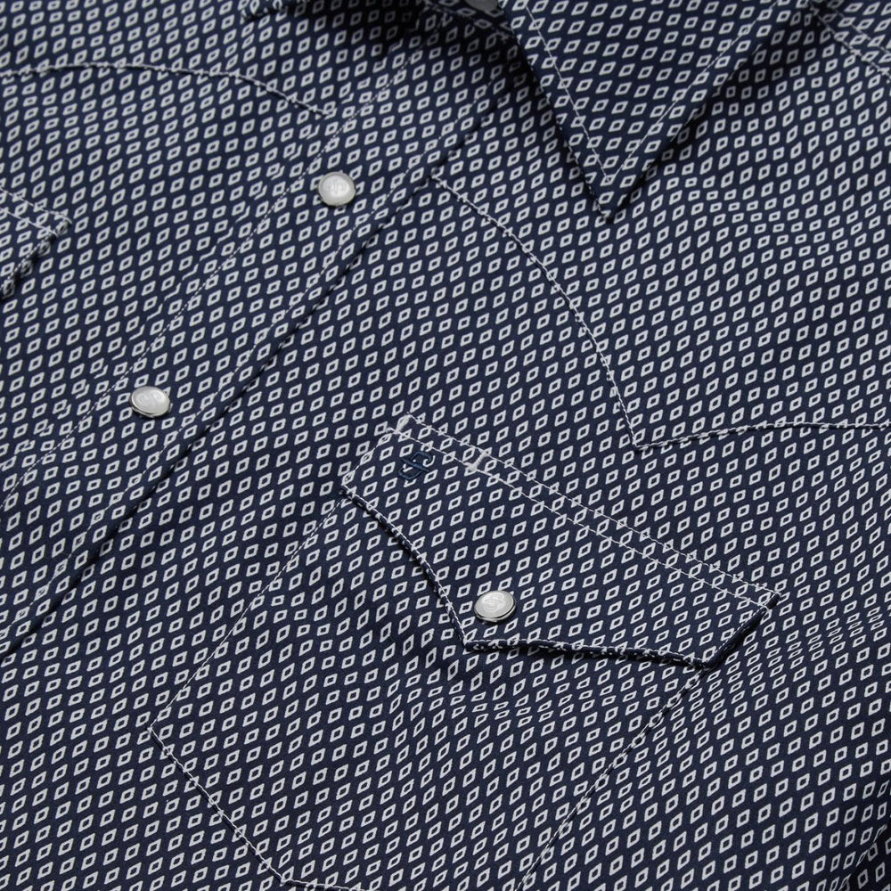 Men Classic Cut | Stetson Diamond Geo Western Shirt Blue