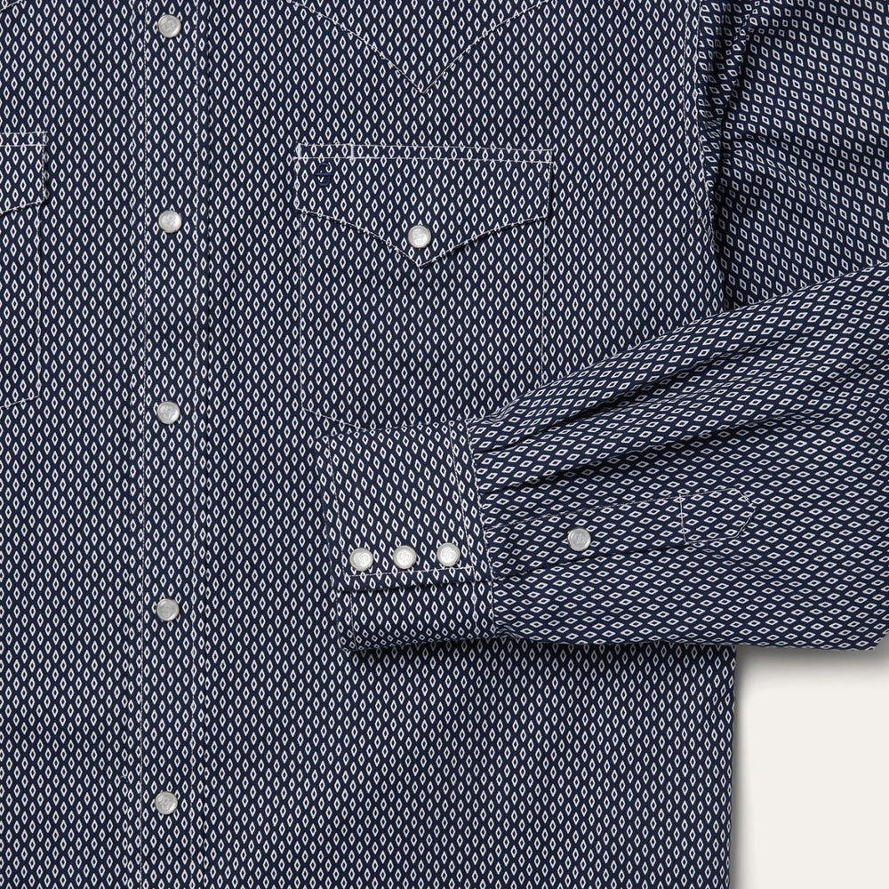 Men Classic Cut | Stetson Diamond Geo Western Shirt Blue