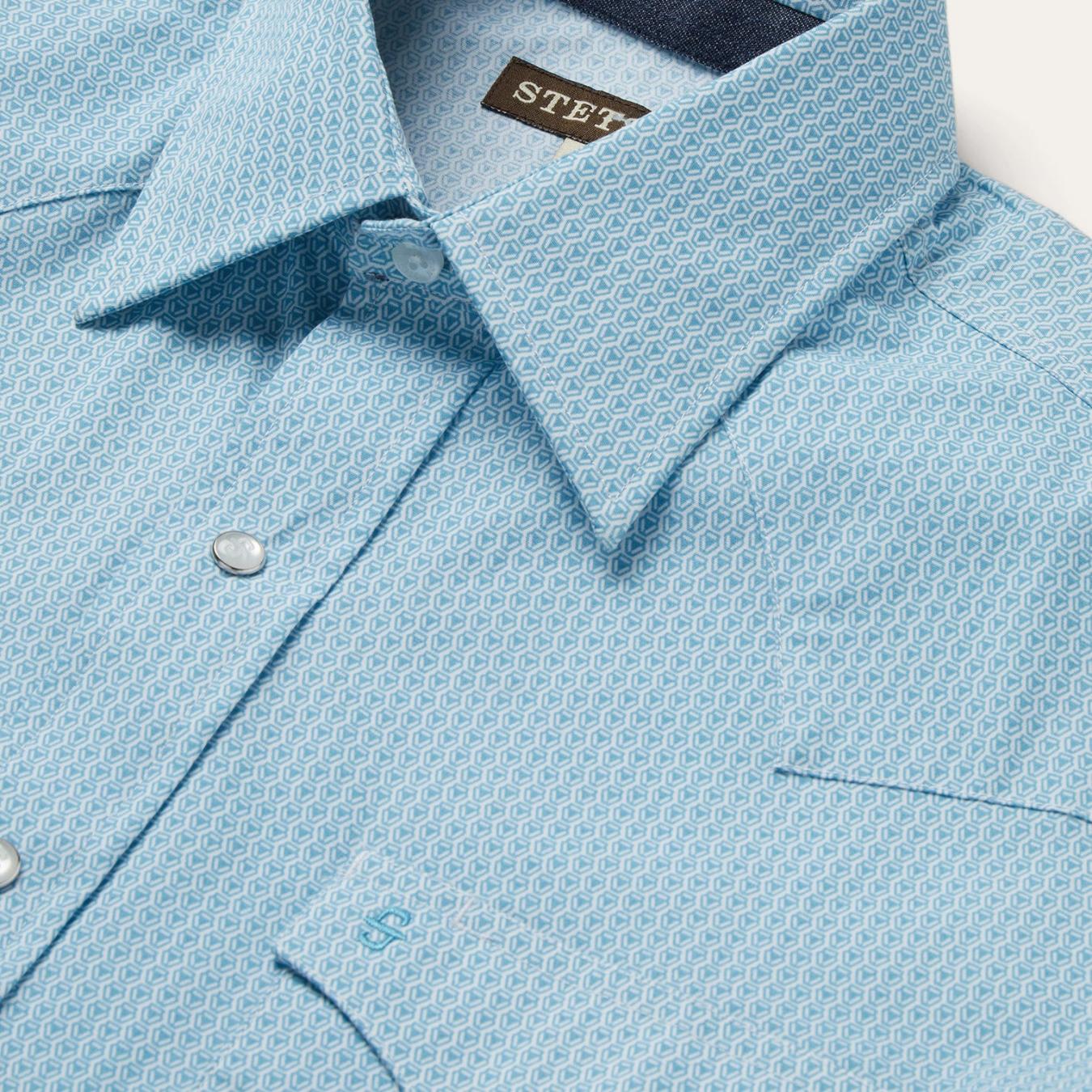 Men Classic Cut | Stetson Geo Western Shirt Blue