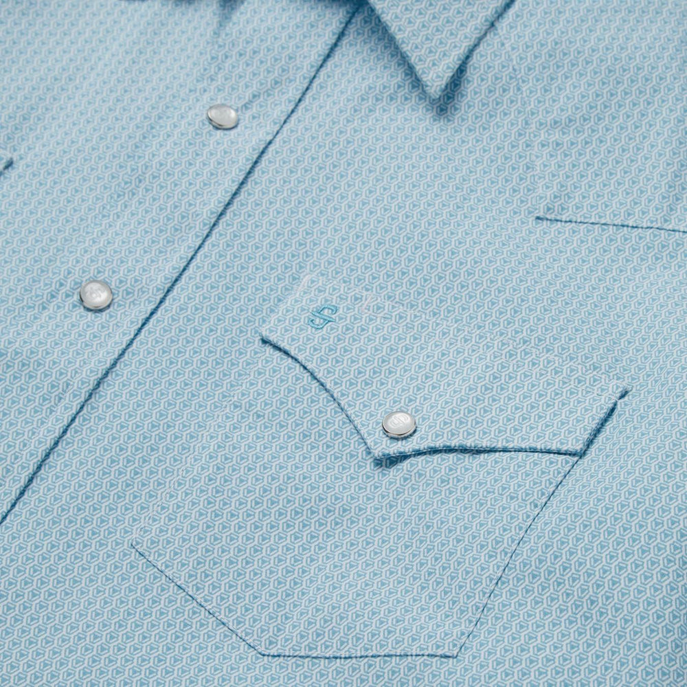 Men Classic Cut | Stetson Geo Western Shirt Blue