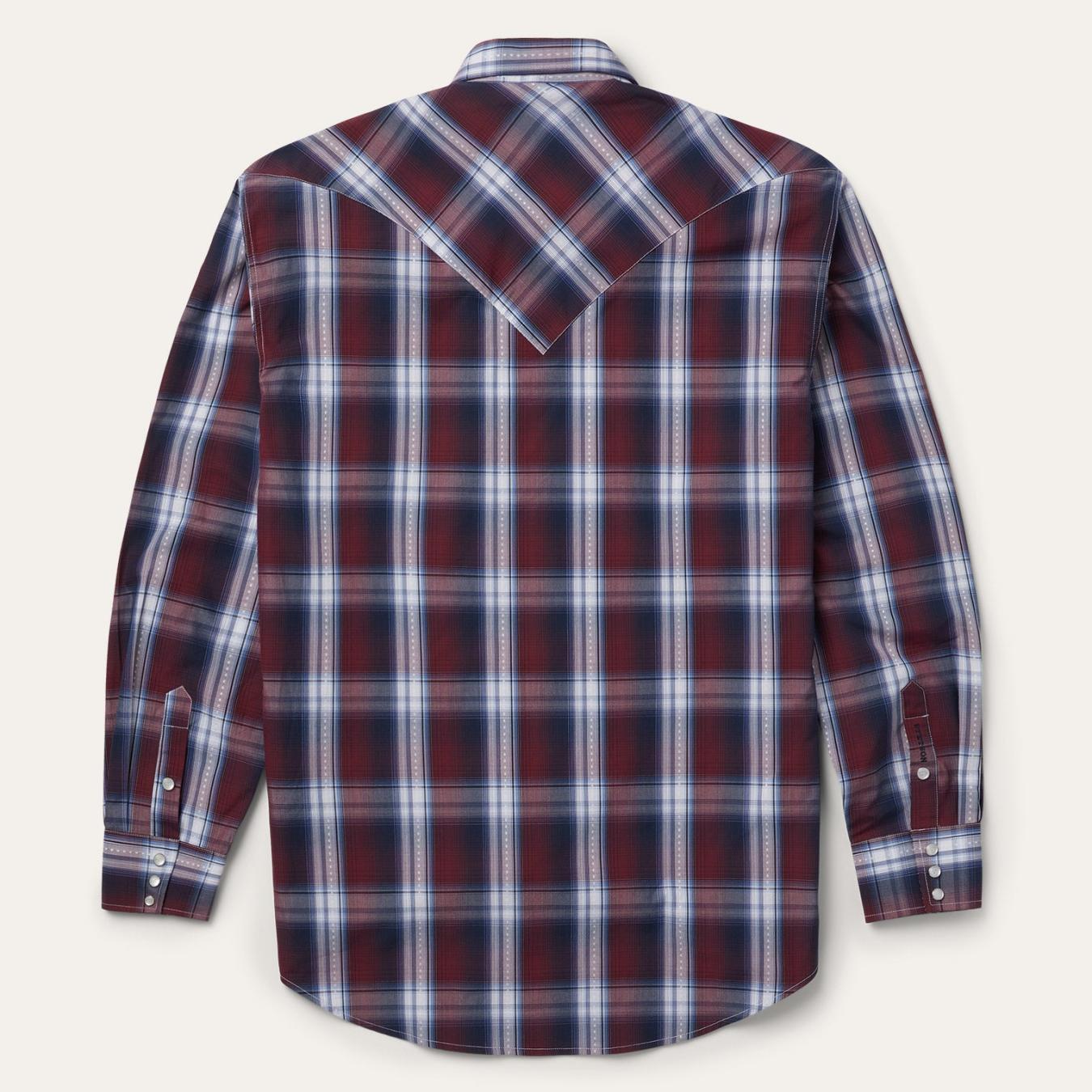 Men Classic Cut | Stetson Good Luck Plaid Western Shirt Wine