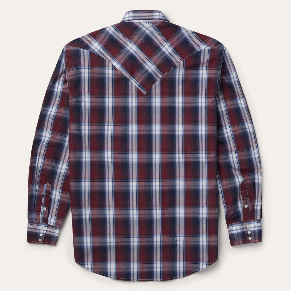 Men Classic Cut | Stetson Good Luck Plaid Western Shirt Wine