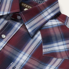 Men Classic Cut | Stetson Good Luck Plaid Western Shirt Wine