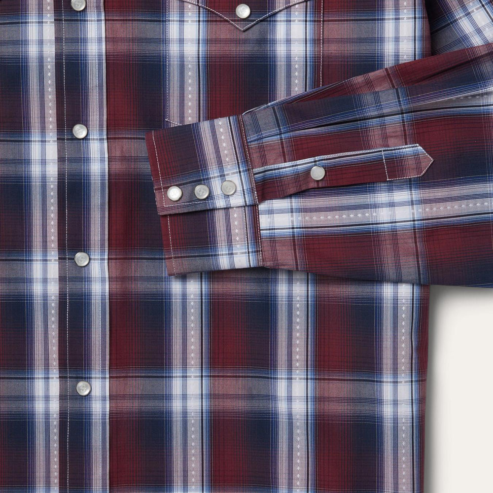 Men Classic Cut | Stetson Good Luck Plaid Western Shirt Wine
