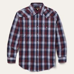 Men Classic Cut | Stetson Good Luck Plaid Western Shirt Wine