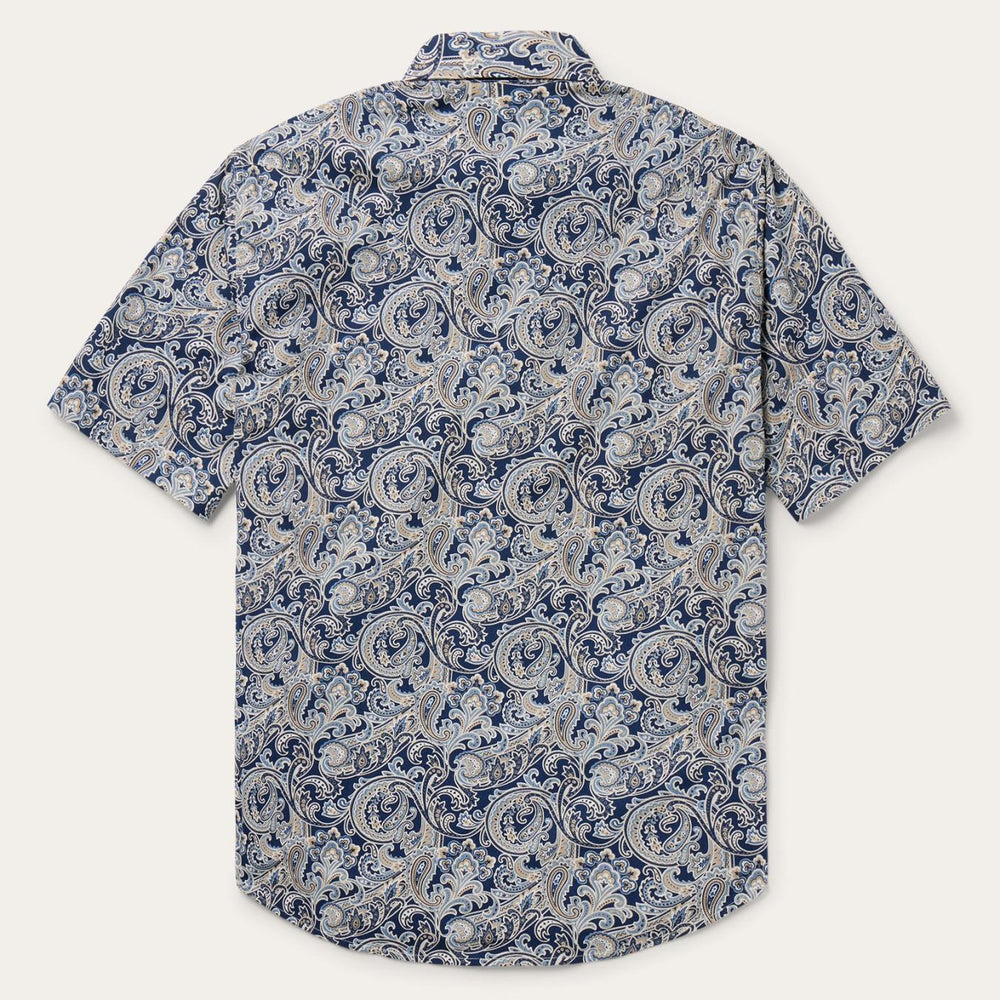 Men Classic Cut | Stetson Greenspring Paisley Short Sleeve Western Shirt Blue