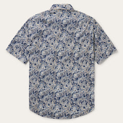 Men Classic Cut | Stetson Greenspring Paisley Short Sleeve Western Shirt Blue