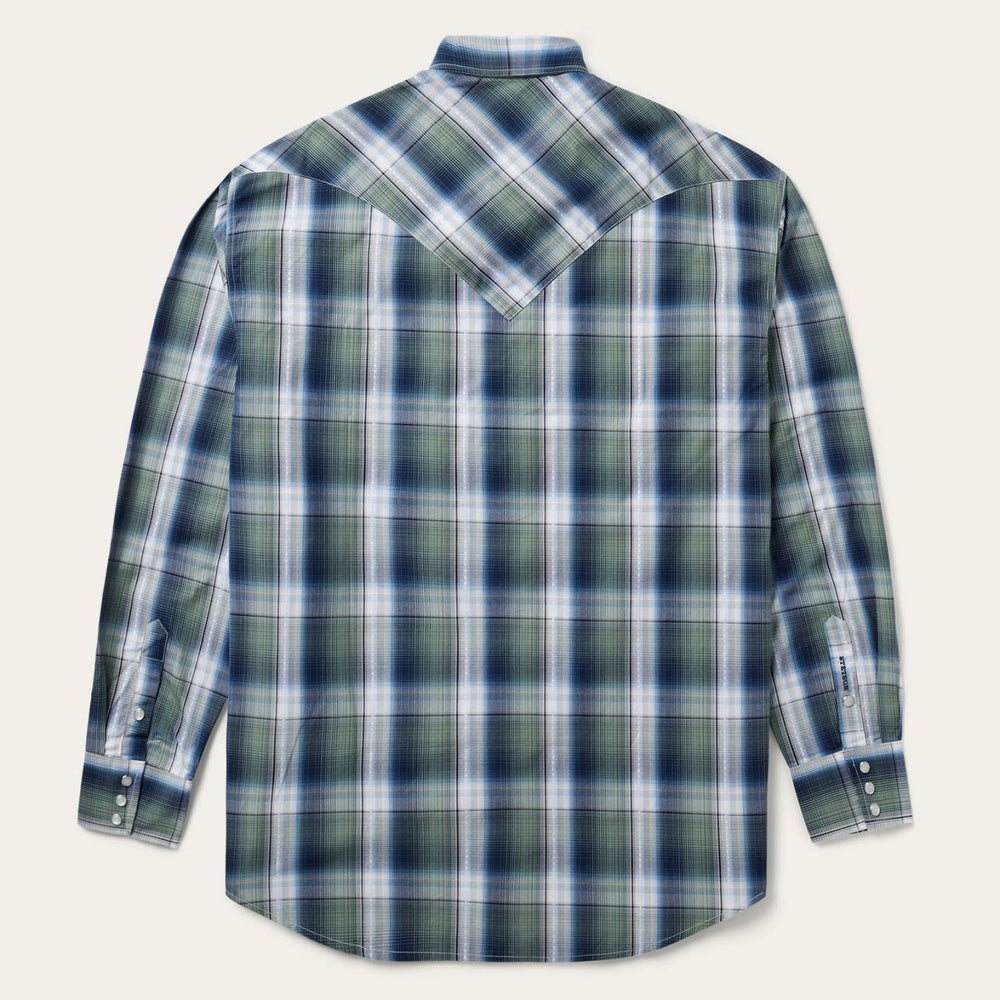 Men Classic Cut | Stetson Lucky Diamond Plaid Western Shirt Green