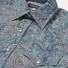 Men Classic Cut | Stetson Paisley Western Shirt Green