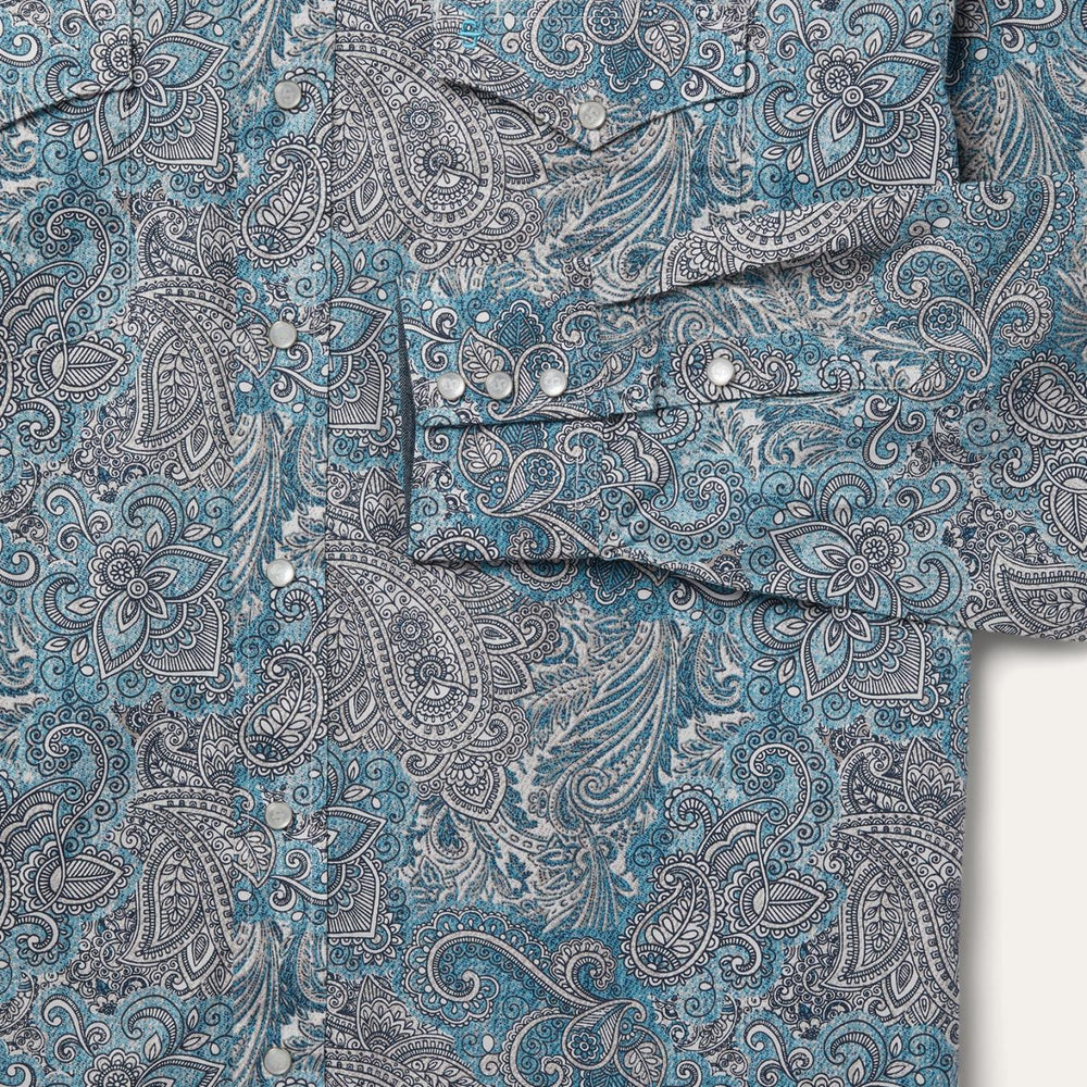 Men Classic Cut | Stetson Paisley Western Shirt Green