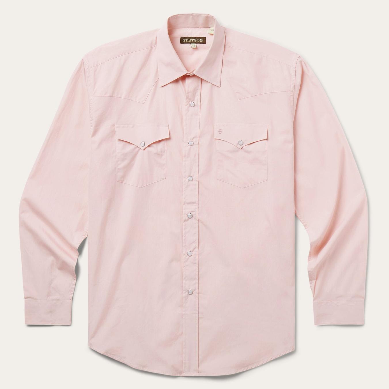 Men Classic Cut | Stetson Pink End-On-End Western Shirt Pink