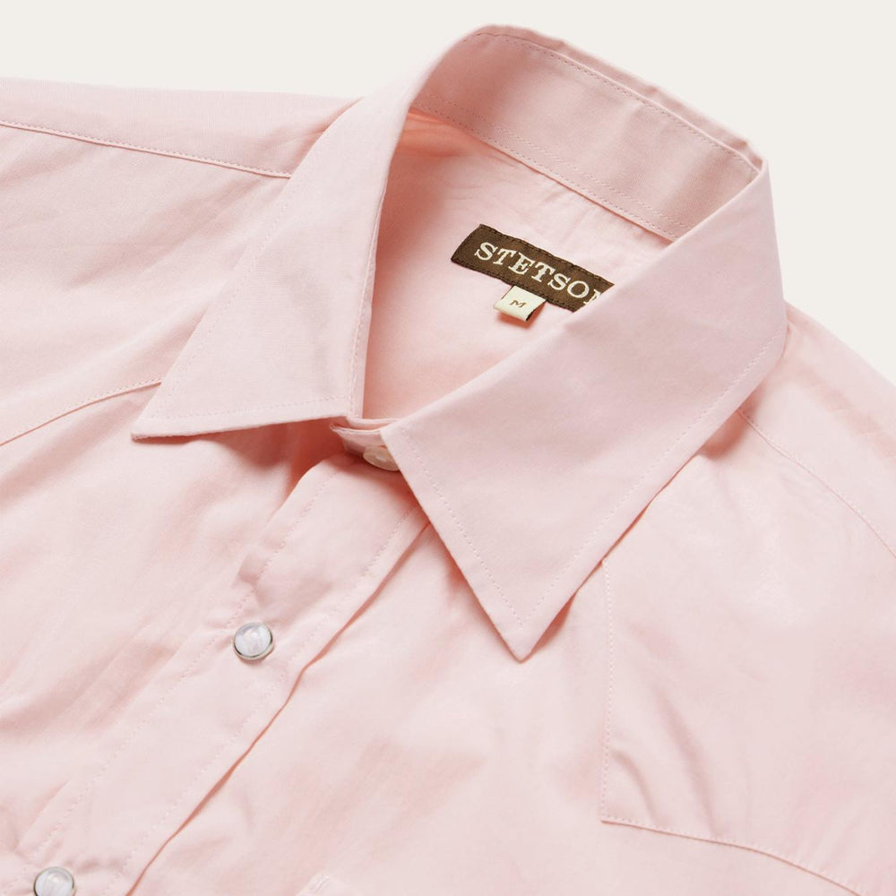 Men Classic Cut | Stetson Pink End-On-End Western Shirt Pink