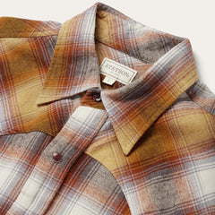 Men Classic Cut | Stetson Rust Plaid Flannel Western Shirt Brown