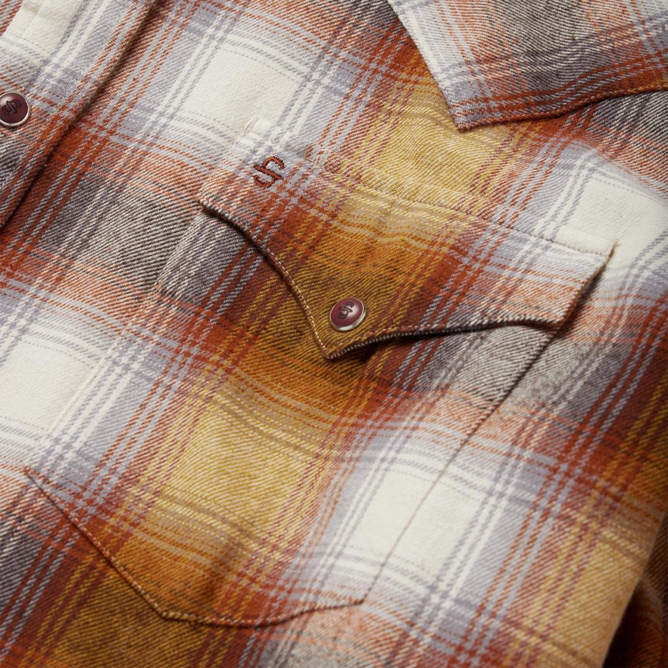 Men Classic Cut | Stetson Rust Plaid Flannel Western Shirt Brown